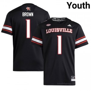 Isaac Brown #1 Louisville Cardinals Youth Black Jersey | NCAA Football ACC Game-Day Gear 61037990