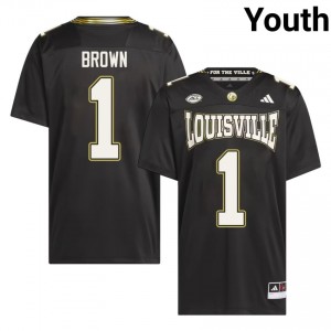 Isaac Brown #1 Embroidery Football For the Ville Jersey | Cardinals Black Youth Licensed NCAA 58563446