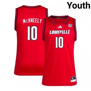 Isaac McKneely #10 Embroidery Basketball Jersey | Louisville Cardinals Red Youth Licensed NCAA 87625387