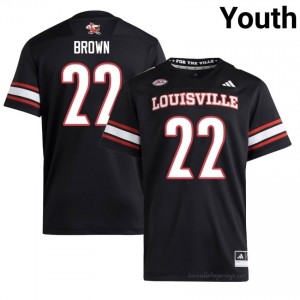 Keyjuan Brown #22 Louisville Cards Youth Black Jersey | NCAA Football ACC Game-Day Gear 53750712