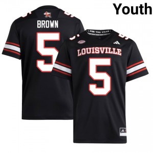 Keyjuan Brown #5 Louisville Cards Youth Black Officially Licensed NCAA Football Jersey 69828896