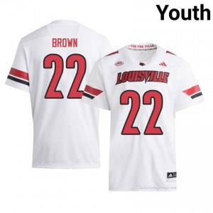 Louisville Cardinals Keyjuan Brown #22 White Jersey | Youth NCAA Licensed Football Fan Gear 96538964