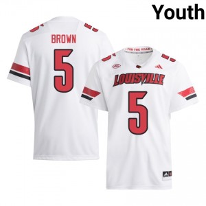 Louisville Cardinals Keyjuan Brown #5 Replica Player Jersey | Youth White Gameday Football 67548192