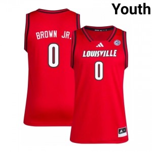 Mikel Brown Jr. #0 Embroidery Basketball Jersey | Louisville Cardinals Red Youth Licensed NCAA 14130342