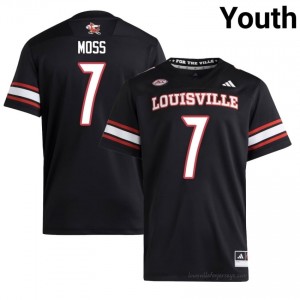 Miller Moss #7 UL Cardinals Youth Black Jersey | NCAA Football ACC Game-Day Gear 64799829