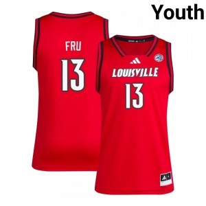 Sananda Fru #13 Louisville Cards Red Youth Basketball College Jersey | Cards Fan Essentia 51444086