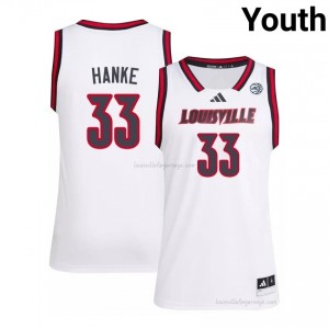 Officially Licensed Will Hanke #33 Gameday Basketball Jersey | Louisville Cardinals White Youth NCAA 33209999